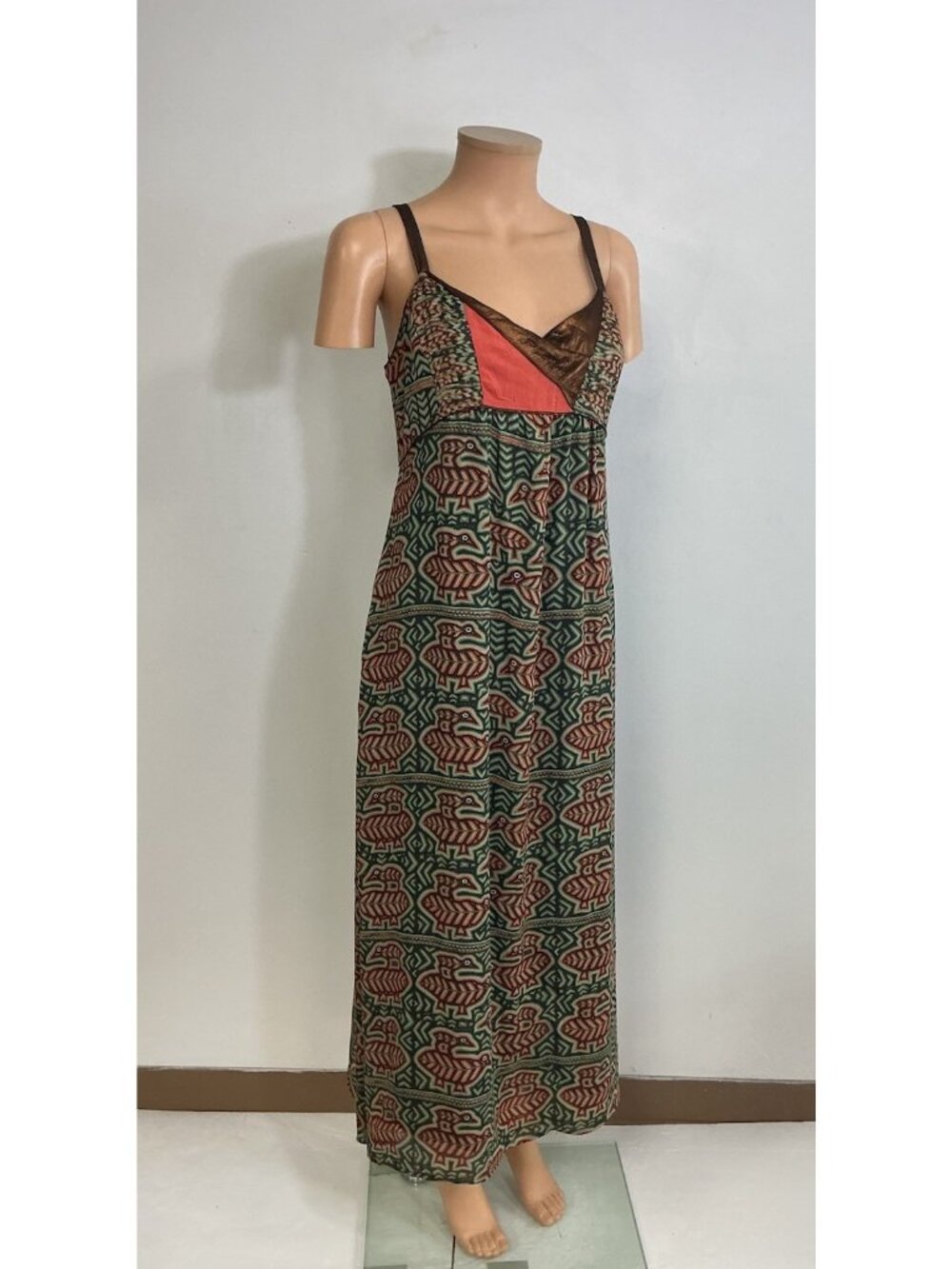 Cotelac Bird Print Sleeveless Slip Maxi Dress Womens 1